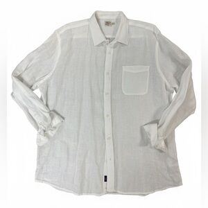 Faherty Men’s 100% Linen White Buttondown Shirt Size XXL